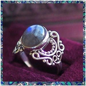 Fiery Labradorite Sterling Silver Ring, NIB